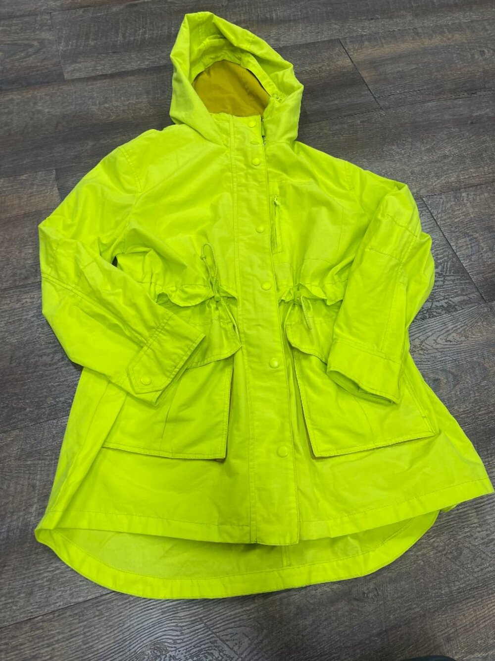 J.Crew Neon Yellow Hooded Anorak Little Nightmares Inspired Raincoat MP - Picture 5 of 9